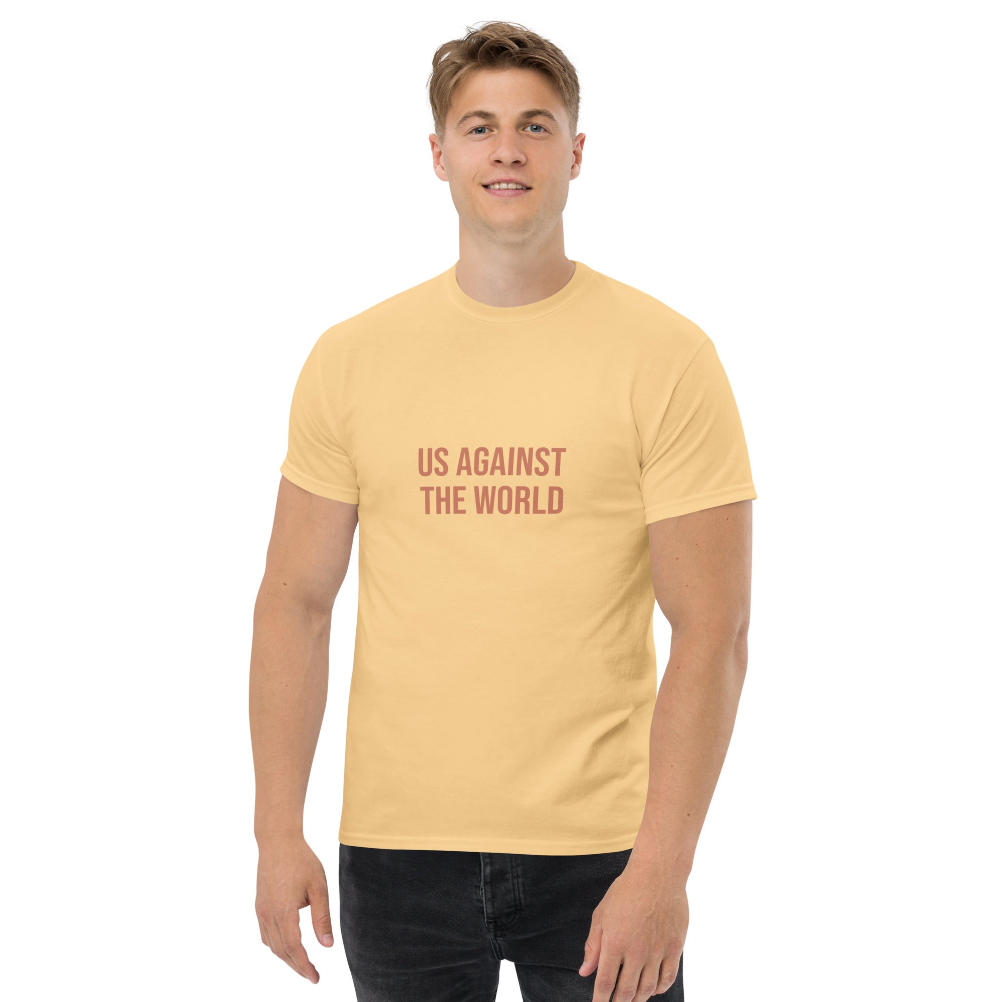 "Us Against the World" Classic T-Shirt – Cream Edition - THE LOVE EDIT